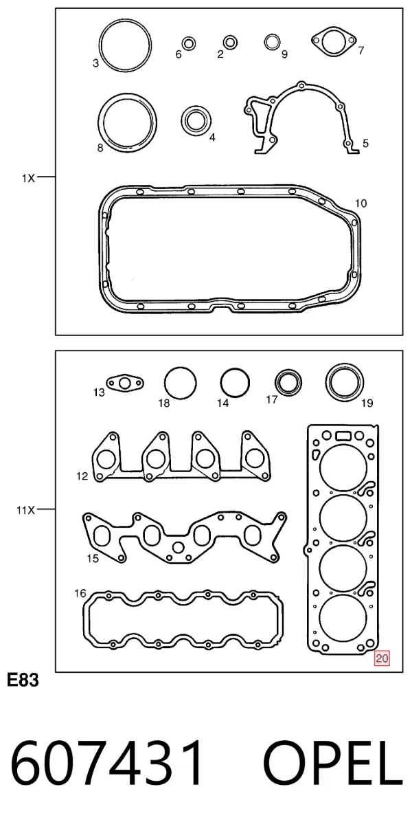 Прокладка ГБЦ 607431 Opel