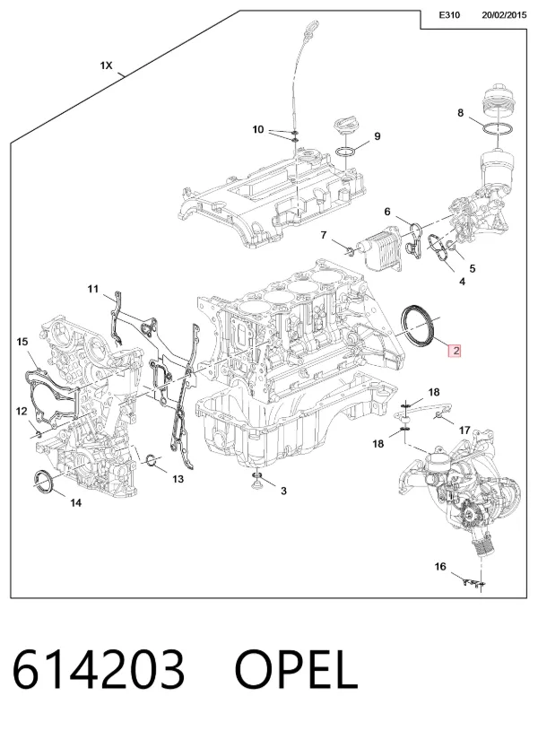 Сальник коленвала задний 614203 Opel