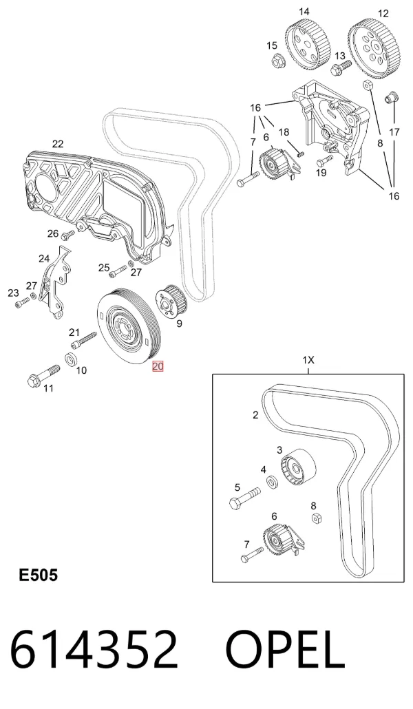 Шкив коленвала 614352 Opel