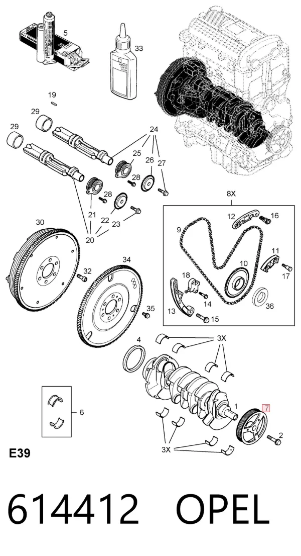 Шкив коленвала 614412 Opel