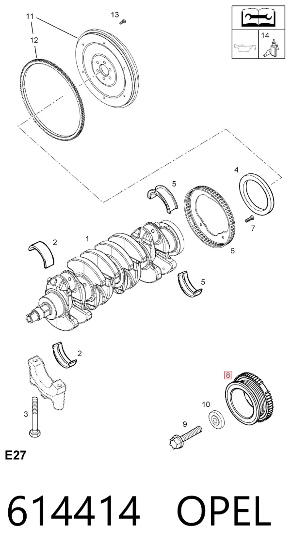 Шкив коленвала 614414 Opel