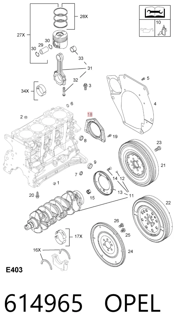Сальник коленвала задний 614965 Opel