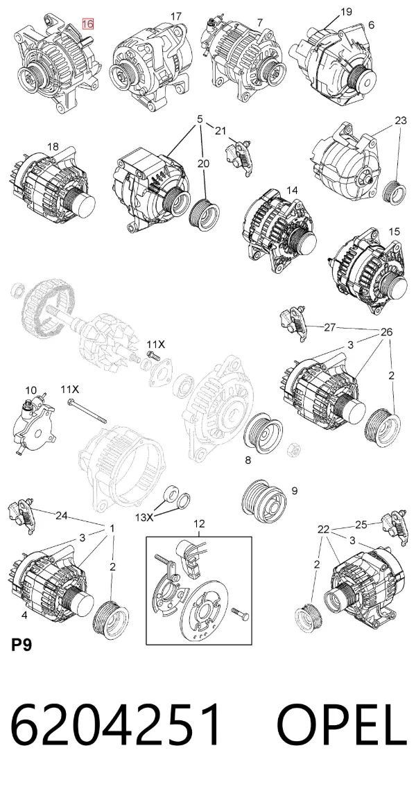 Генератор 6204251 Opel
