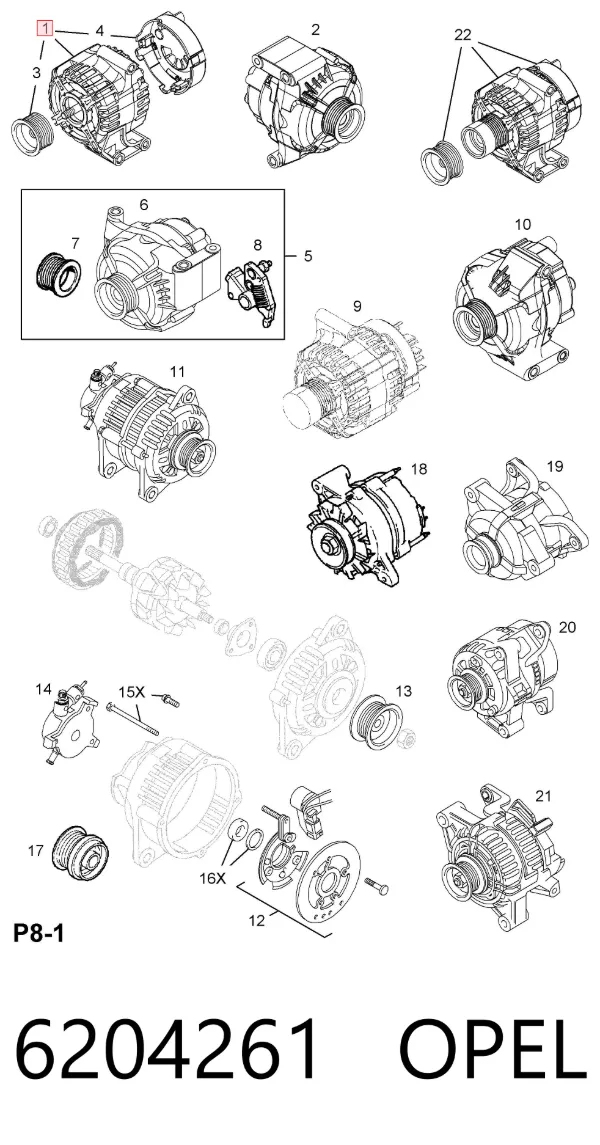 Генератор 6204261 Opel