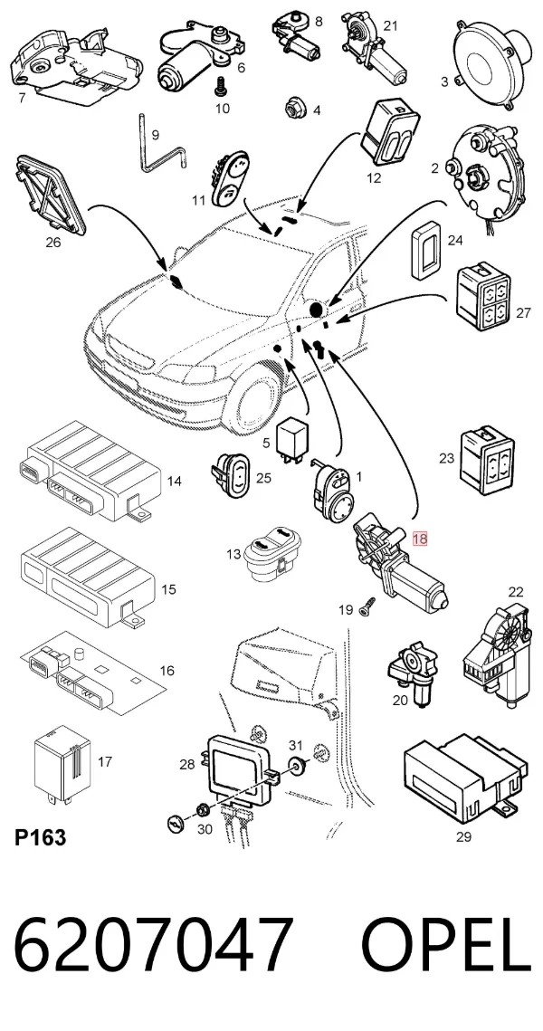 Мотор стеклоподъемника двери передней левой 6207047 Opel