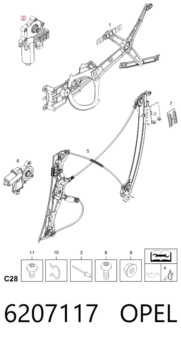 Мотор стеклоподъемника двери передней левой 6207117 Opel