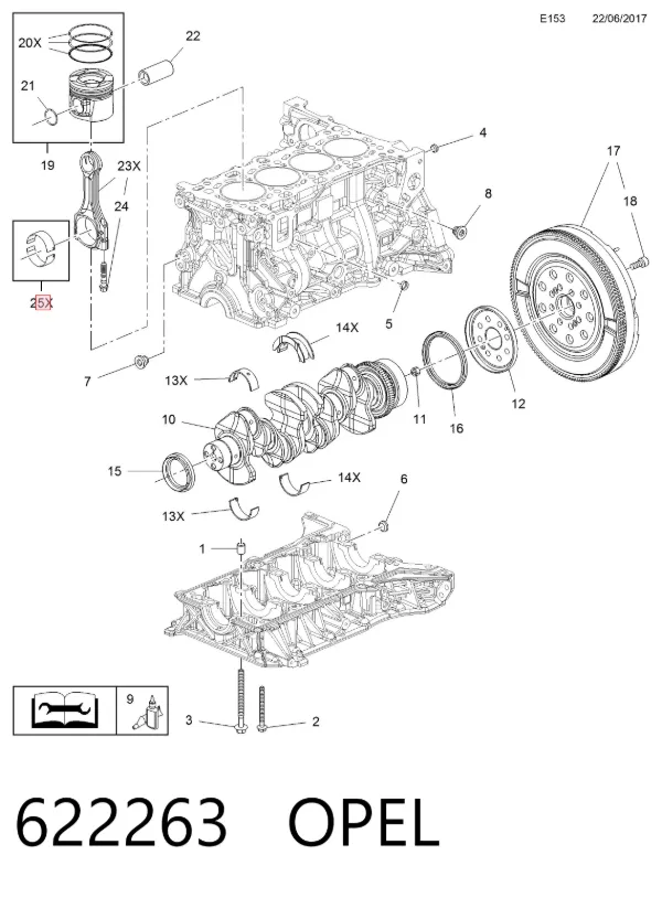 Вкладыши шатунные 622263 Opel