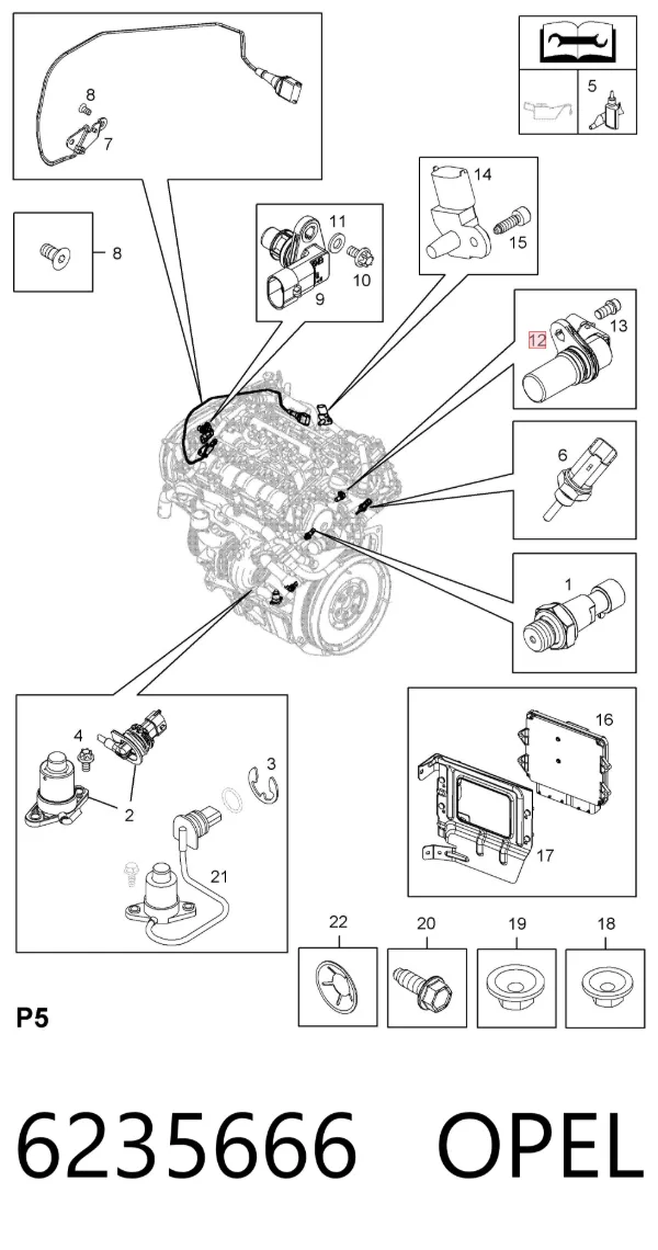 Датчик коленвала 6235666 Opel