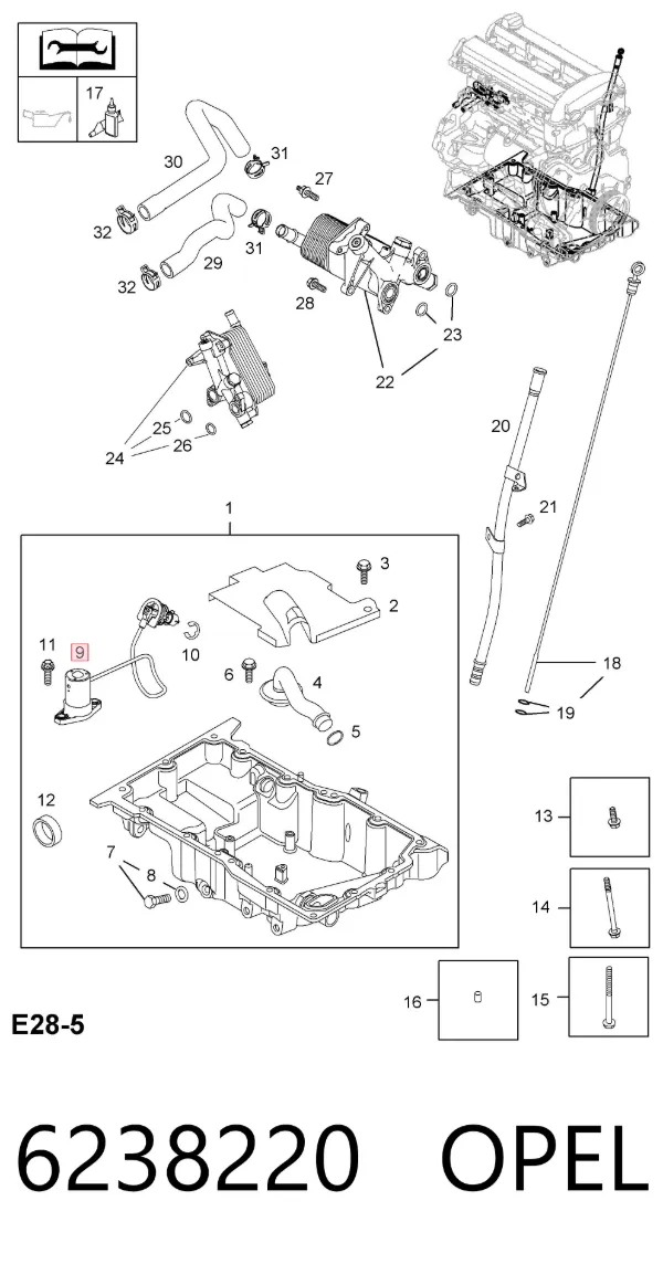 Датчик уровня масла 6238220 Opel