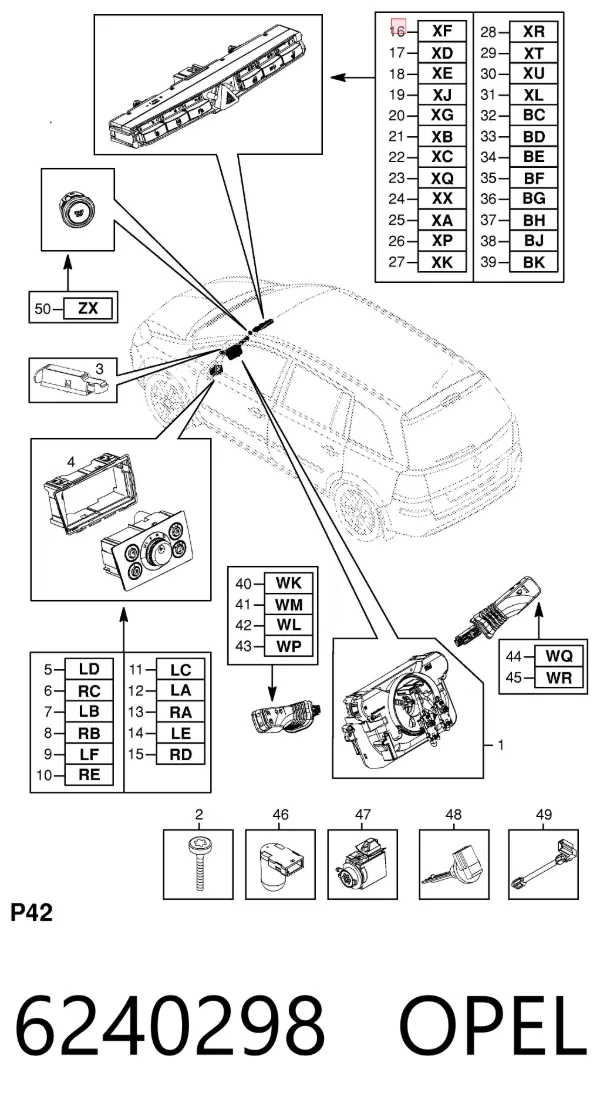 Кнопка аварийки 6240298 Opel