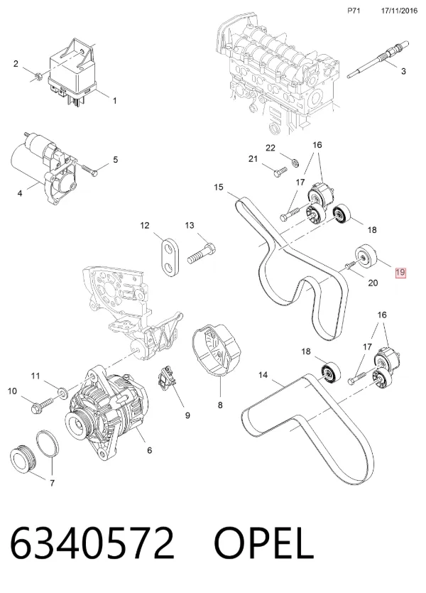 Паразитный ролик 6340572 Opel