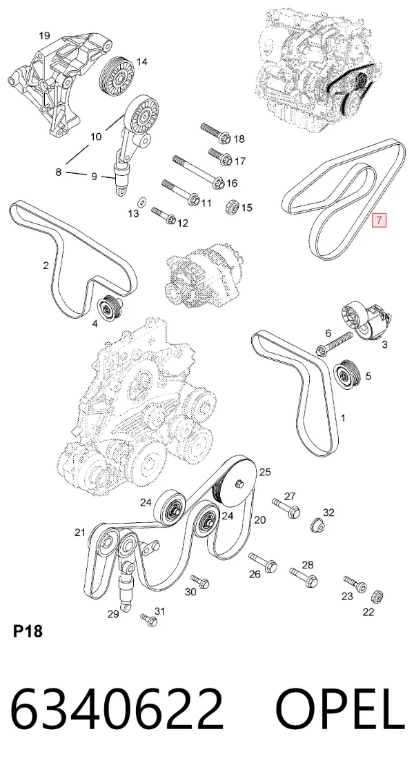 Ремень генератора 6340622 Opel