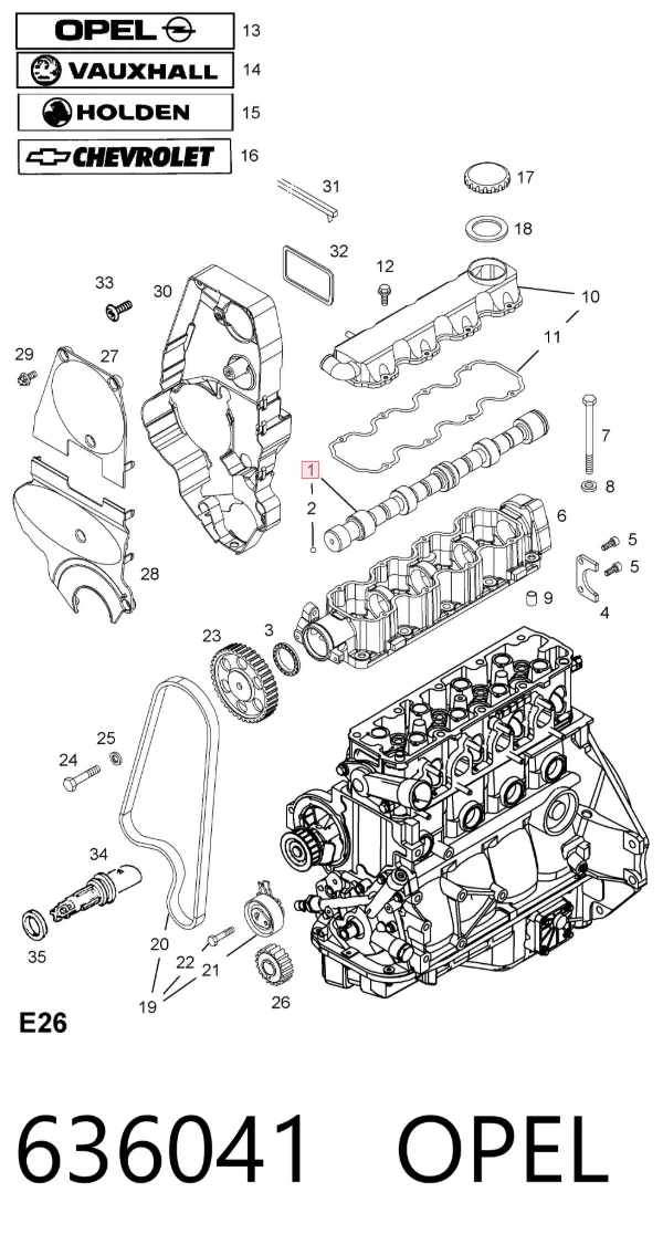 Распредвал 636041 Opel
