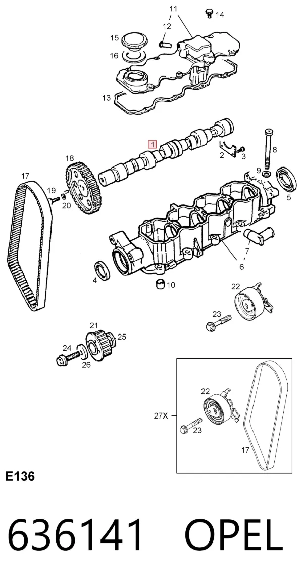 Распредвал 636141 Opel