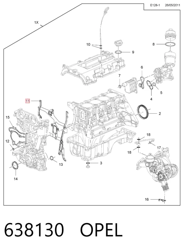 Прокладка передней крышки двигателя 638130 Opel
