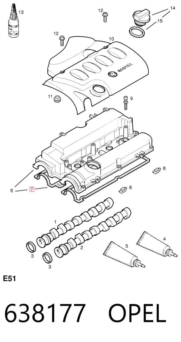 Прокладка клапанной крышки 638177 Opel
