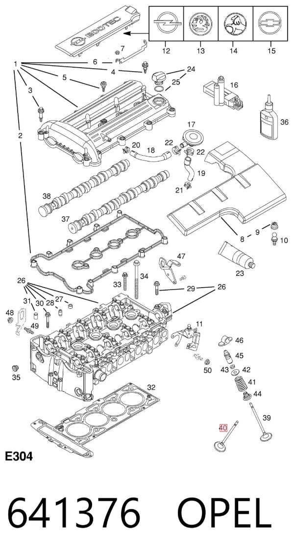 Выпускной клапан 641376 Opel
