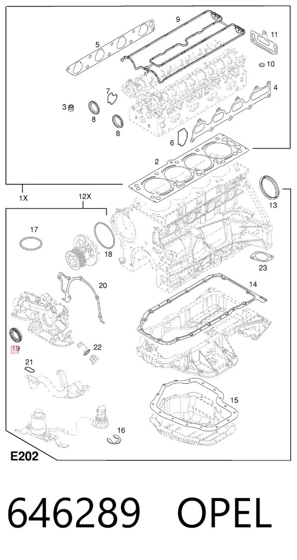 Сальник коленвала 646289 Opel