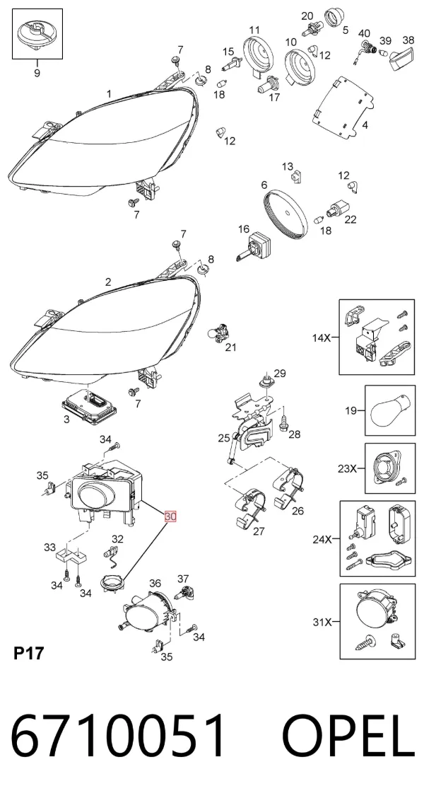Фара противотуманная левая 6710051 Opel