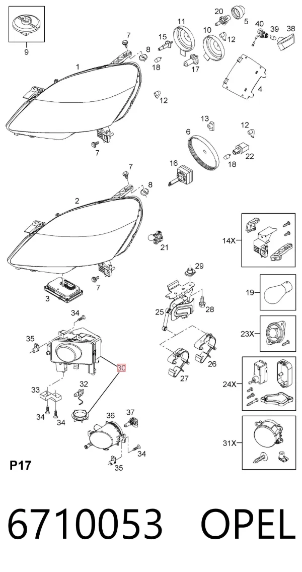 Фара противотуманная левая 6710053 Opel