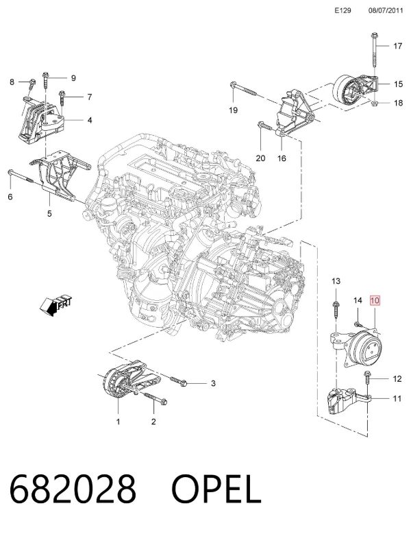 Левая подушка двигателя 682028 Opel
