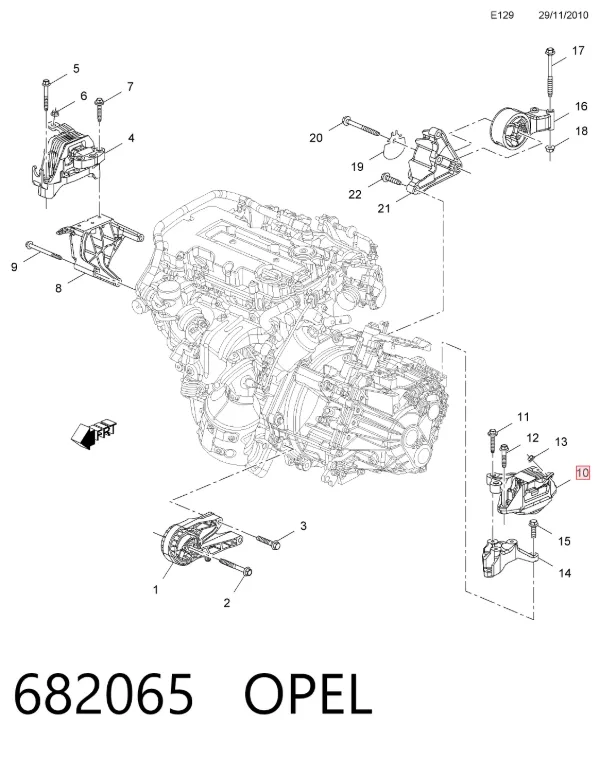 Левая подушка двигателя 682065 Opel