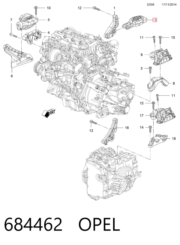 Задняя опора двигателя 684462 Opel