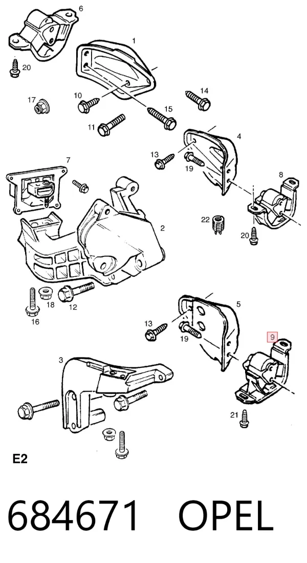 Подушка коробки передач 684671 Opel