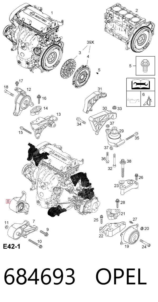Передняя опора двигателя 684693 Opel