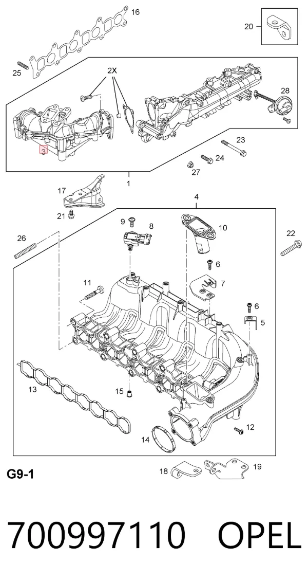 Впускной коллектор 700997110 Opel