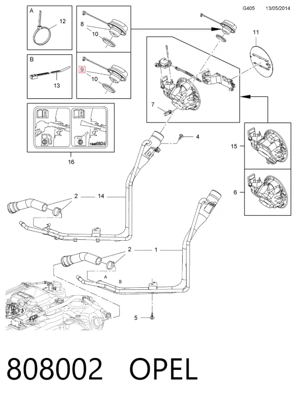 Крышка бензобака 808002 Opel