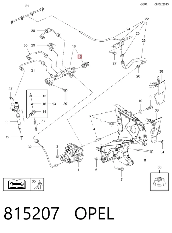 Датчик давления топлива 815207 Opel