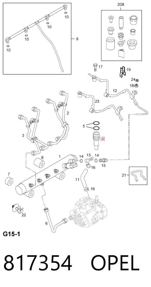 Ремкомплект форсунок 817354 Opel