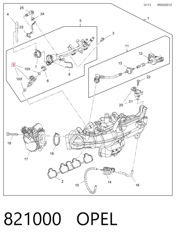 Топливные форсунки 821000 Opel