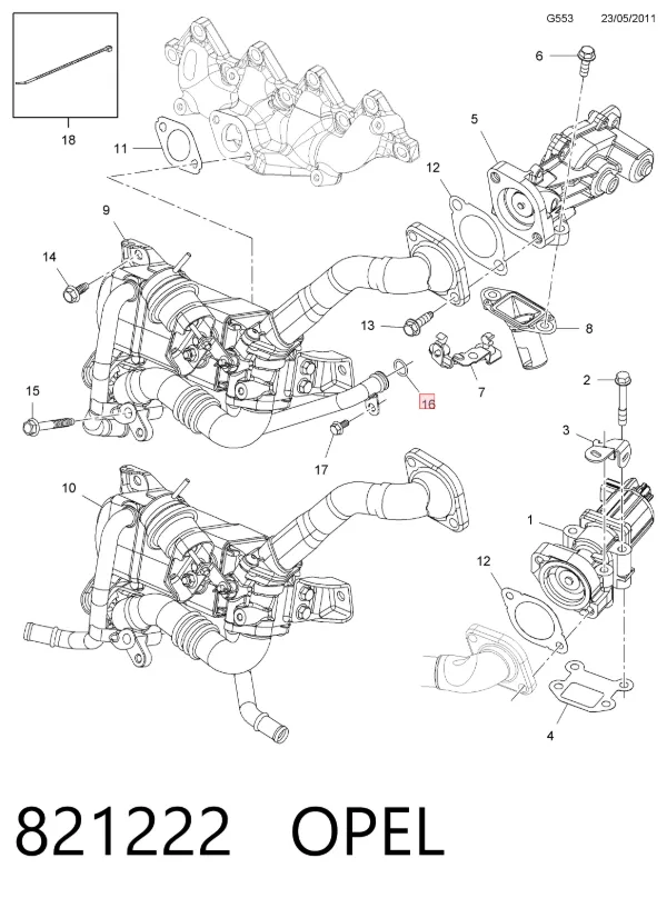 Прокладка впускного коллектора 821222 Opel