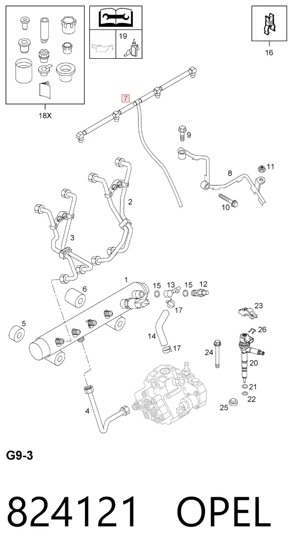 Обратная топливная трубка 824121 Opel