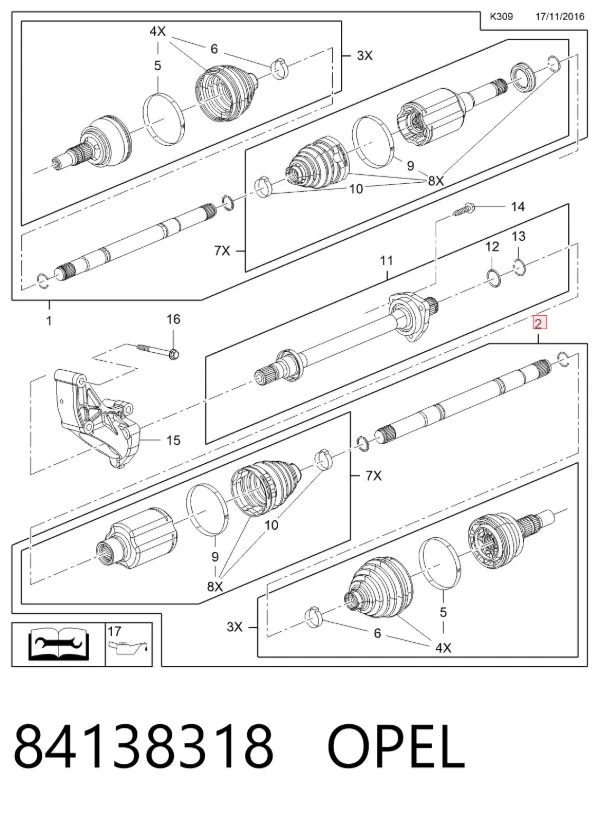 Правая полуось 84138318 Opel
