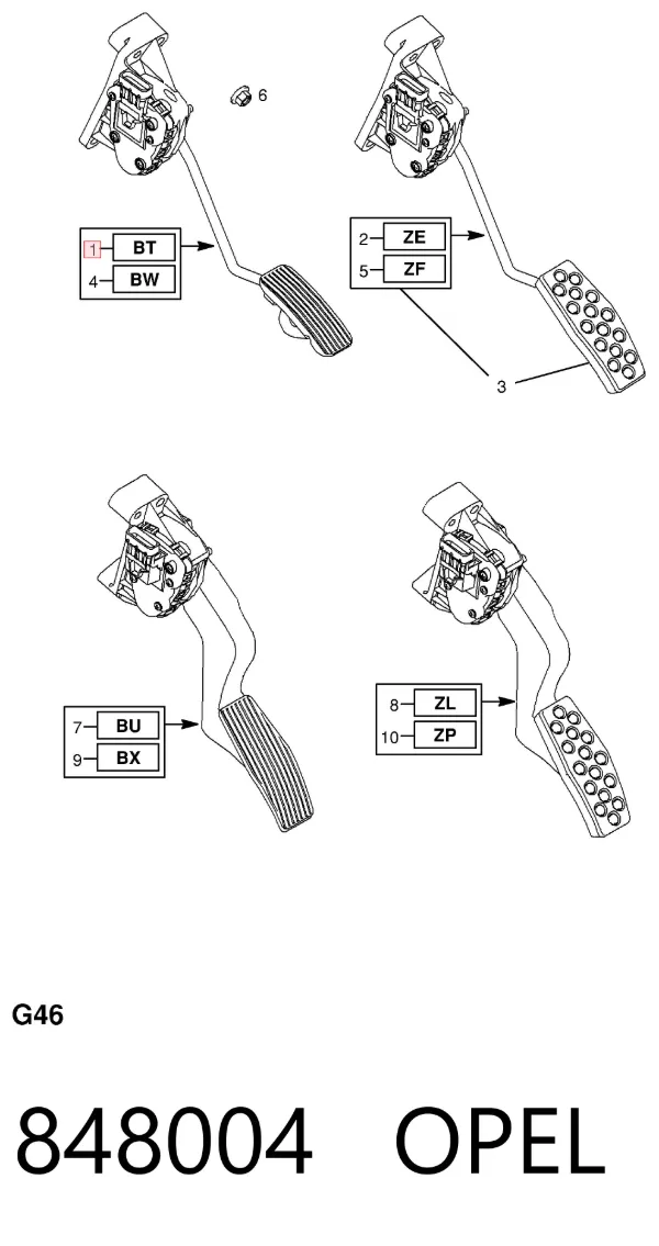 Педаль газа 848004 Opel