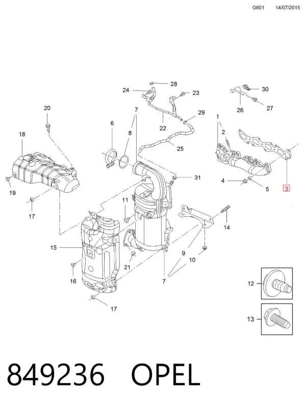 Прокладка коллектора 849236 Opel