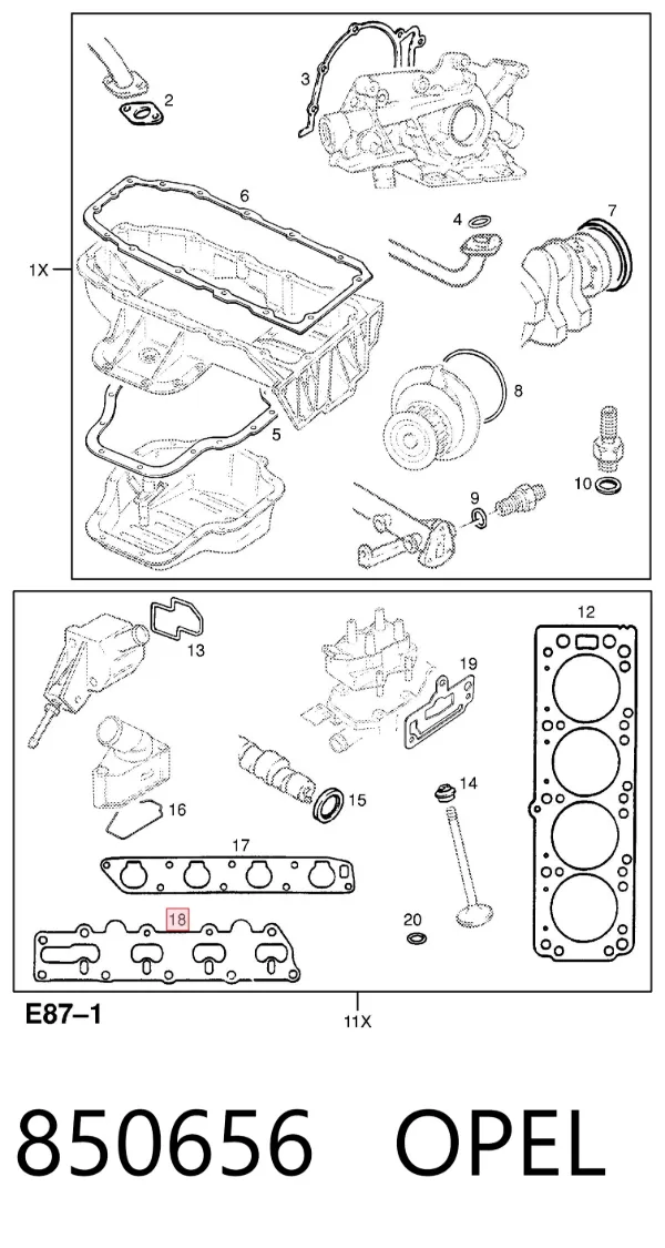 Прокладка коллектора 850656 Opel