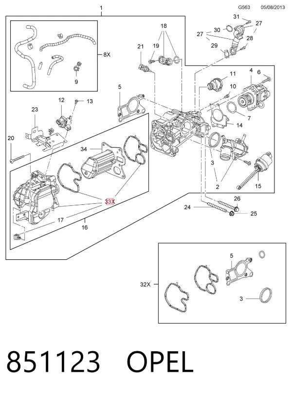Радиатор системы EGR 851123 Opel