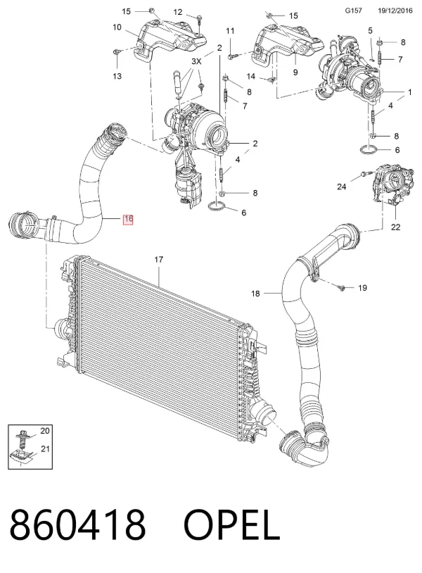 Патрубок интеркулера 860418 Opel