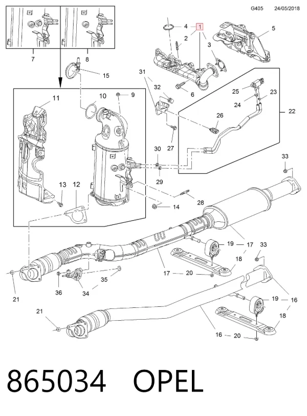 Выпускной коллектор 865034 Opel