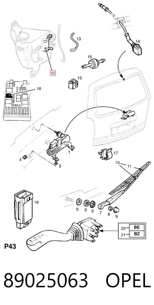 Насос заднего омывателя 89025063 Opel