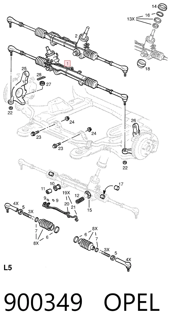 Рулевая рейка 900349 Opel