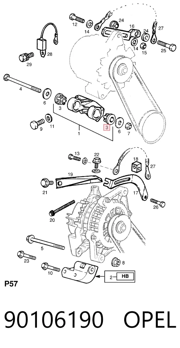 Кронштейн генератора 90106190 Opel