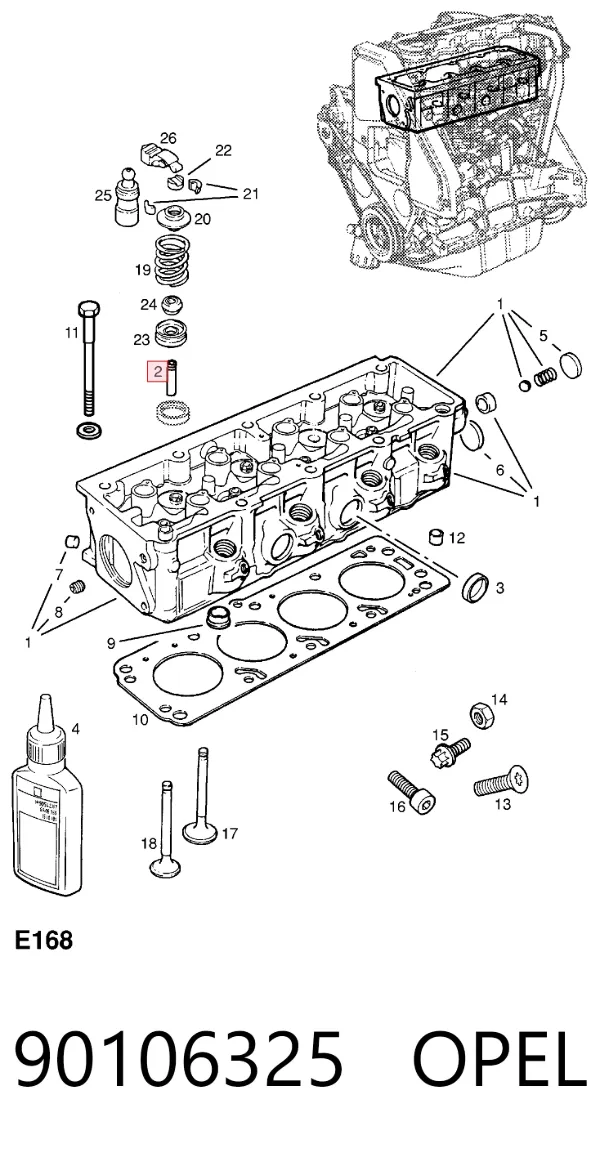 Направляющая клапана 90106325 Opel