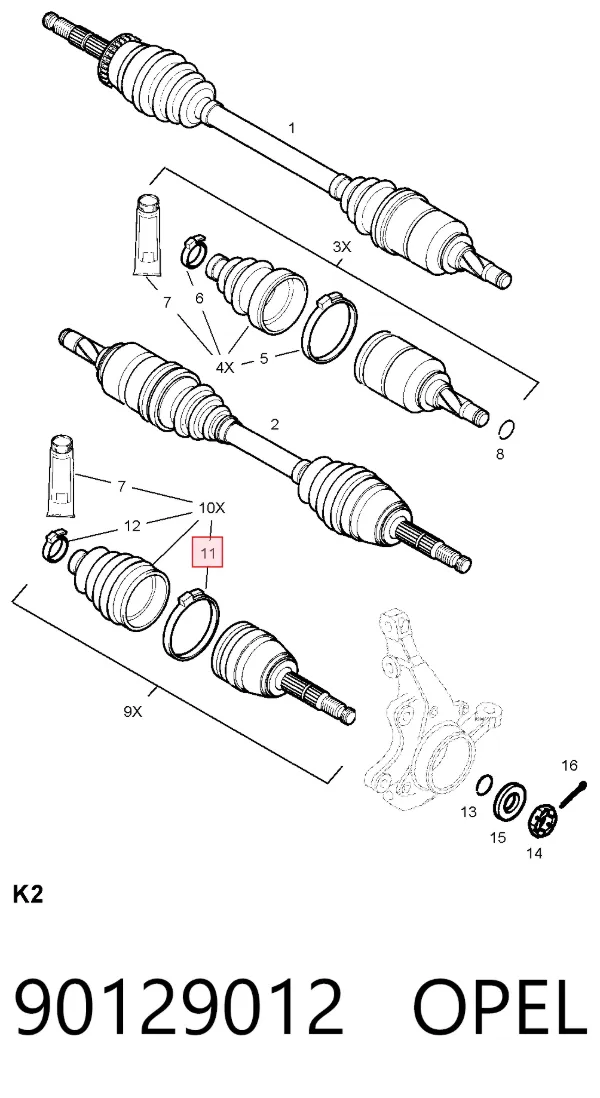 Хомут пыльника ШРУСа 90129012 Opel
