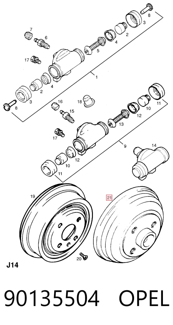 Тормозной барабан 90135504 Opel