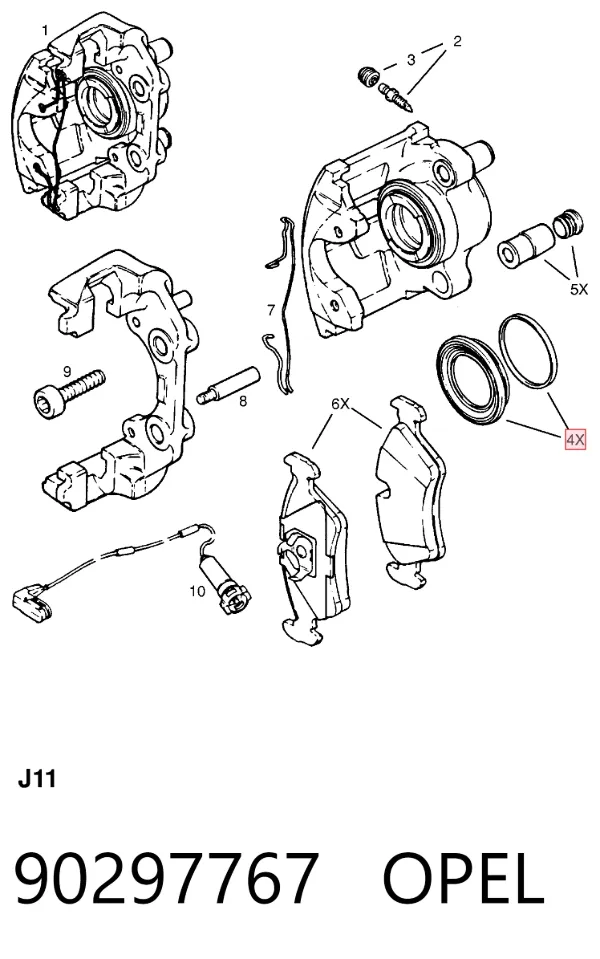 Ремкомплект переднего суппорта 90297767 Opel